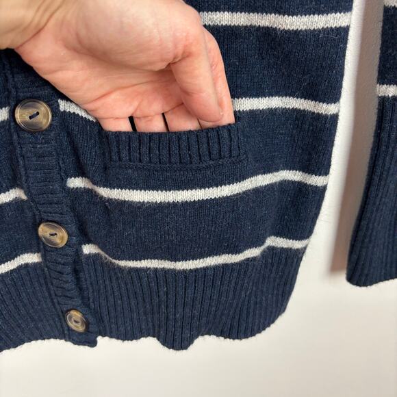 Vintage Y2K Hollister Striped Deep V Long Cardigan Sweater Medium angora - Picture 6 of 8